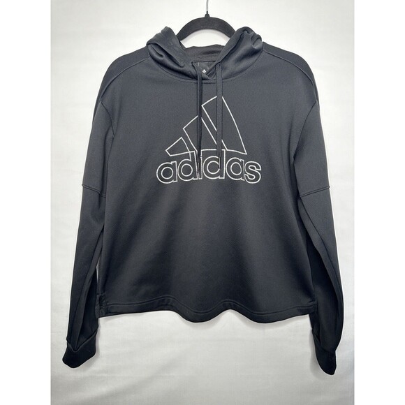 Adidas Climawarm Logo Hoodie Women’s Size‎ Large Black Pullover Sweatshirt - Picture 1 of 9